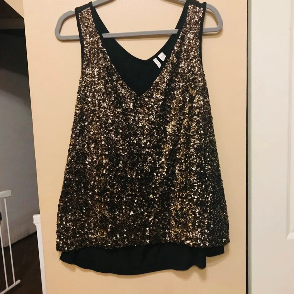 Plus size black & Gold sequin tank top 18/20